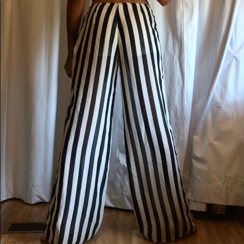 Sheer Flowy Stripe Pants